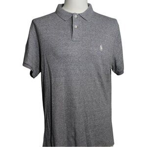 Polo Ralph Lauren SZ M Custom Fit Grey 100% Cotton SS Men's Polo Shirt